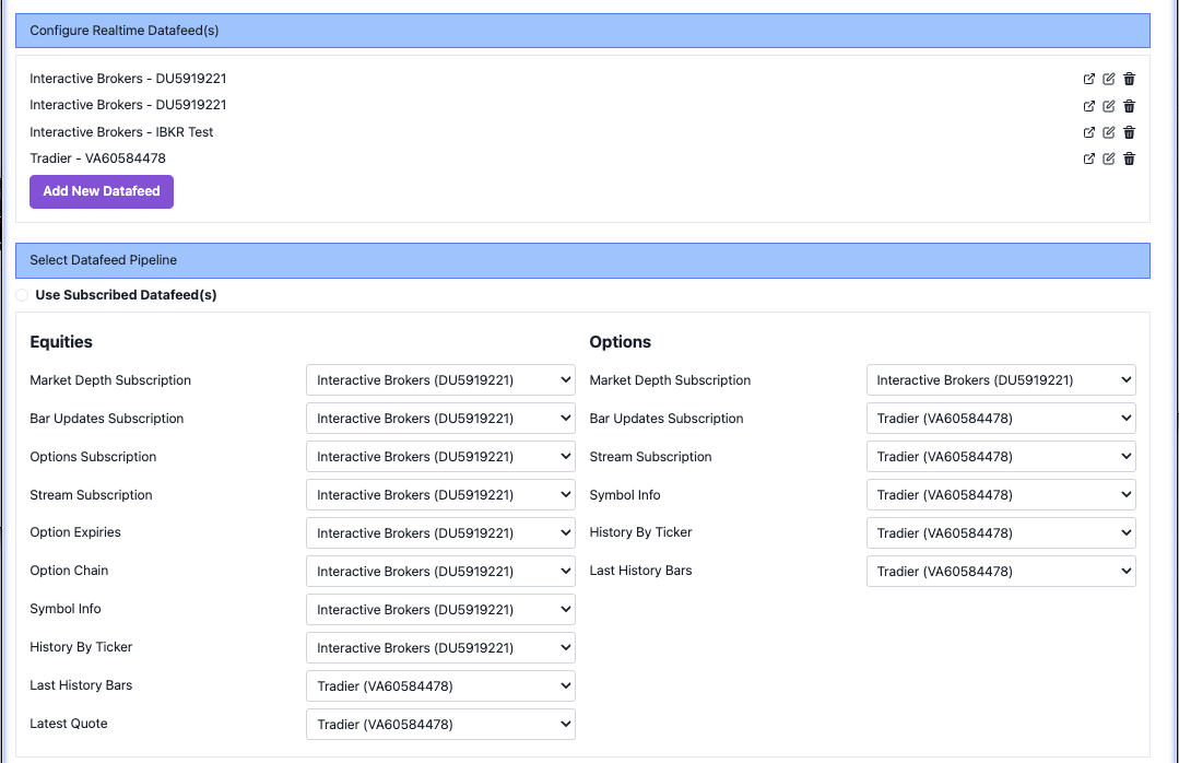 Multi Datafeed for Algo Trading Platform