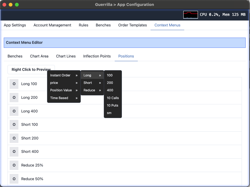 Preview Context Menu Item in AI Trading Platform